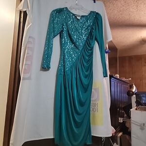 New Leaf by Samir Vintage Party Prom Formal Dress Size 11/12 Padded Shoulders